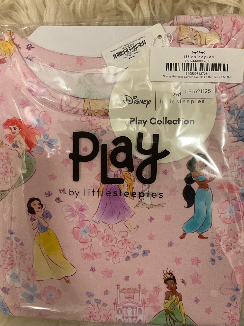 Little Sleepies Pink Disney Princess Garden Play Collection Flutter Top